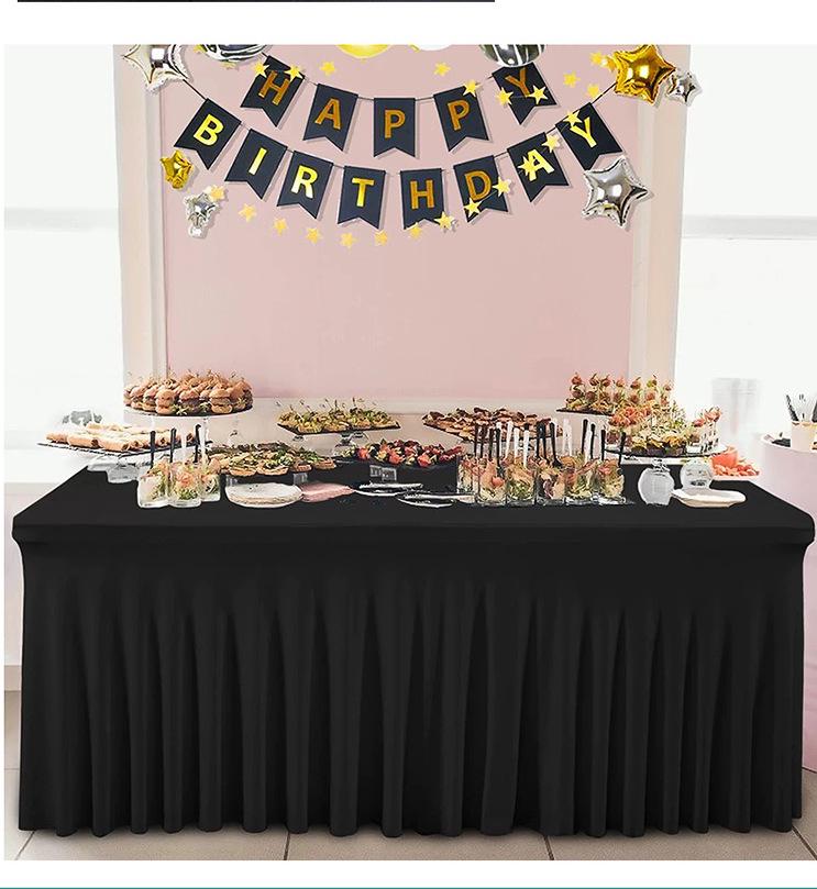 Solid Color Stretch Rectangular Table Skirt for Banquets and Conferences