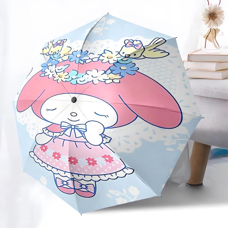 1pc My Melody Automatic Opening Folding Umbrella - Portable 3-Fold Design with Iron Frame, Perfect for Festivals, Travel, Daily Use, and Gifts.D076
