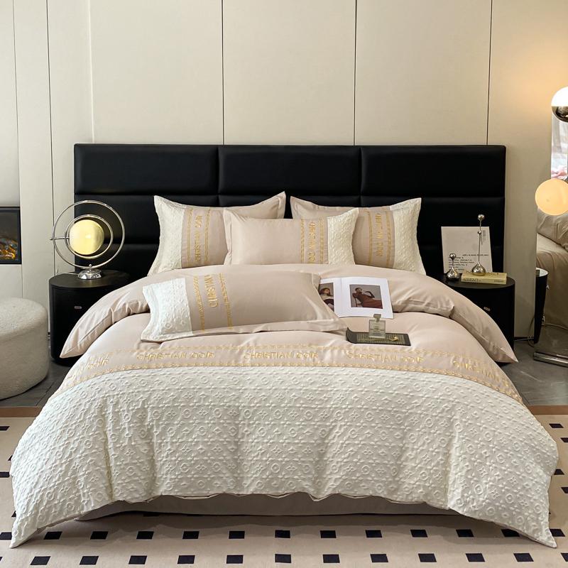 Комплект из четырех предметов из стираного шелкового рельефа с жаккардовым узором Tencel, простыня, пододеяльник