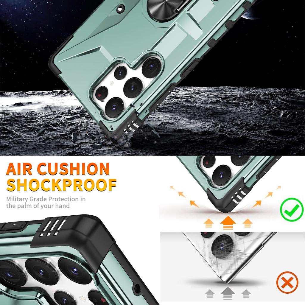 Для Samsung Galaxy S24 Ultra Чехол PC+ TPU Гибридная Накладка для Телефона с Кольцом-Держателем Подставка