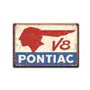 TIN SIGN Pontiac V8 Metal Décor Wall Art Auto Shop Garage Cave Vintage Look.