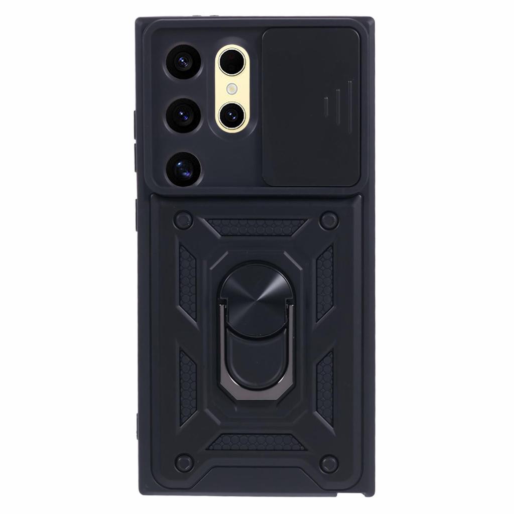 Для Samsung Galaxy S24 Ultra Чехол-подставка с защитой линз и выдвижным объективом