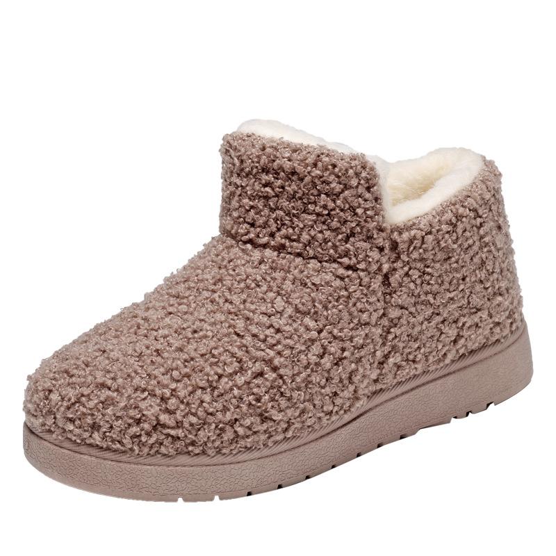 Winter Velvet Thickened Cotton Shoes Women's Warm Fashion Fluffy Shoes Versatile Soft Sole One Pedal Mother Shoes New Cotton Boots