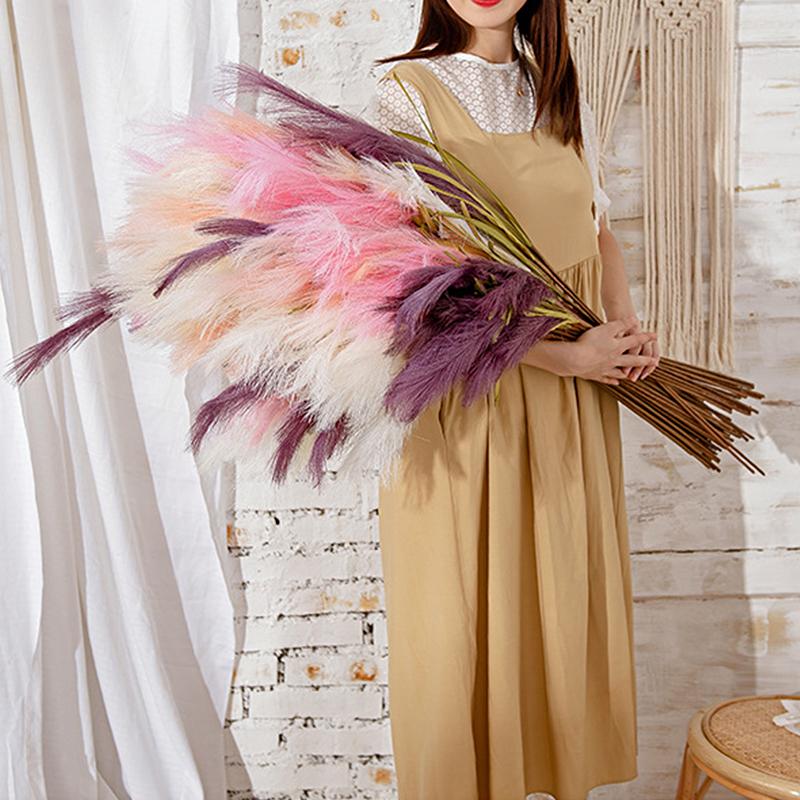 1PC Decoration Fake Flowers Reed Grass Wedding Crafts Ins Wind Green Plants Creative\t