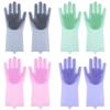 Silicone Dishwashing Cleaning Gloves Thicken Multifunctional Kitchen Cleaning Gloves Waterproof Solid Color Dish Washing Gloves