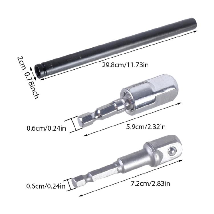 Полая торцевая головка 9/16" с ударным адаптером 1/2" и шестигранным хвостовиком, подходит для работ с увеличенным вылетом над головой