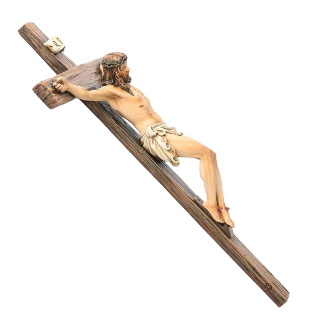 Религиозная статуэтка распятия Иисуса Христа для христианского домашнего декора, Святой Католический Орнамент-поделка для подвешивания на стену