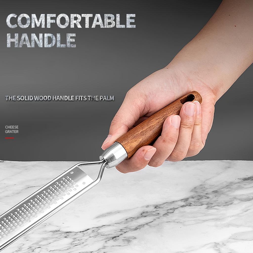 2 шт. терка для сыра из нержавеющей стали, цедра для лимона с деревянной ручкой, универсальный кухонный инструмент для овощей, фруктов, имбиря, шоколада