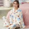 New Women's Pajamas Autumn Long Sleeve Loose Large Size Home Clothes Set Cute Cartoon Home Clothes Cardigan Spring Pajamas Set