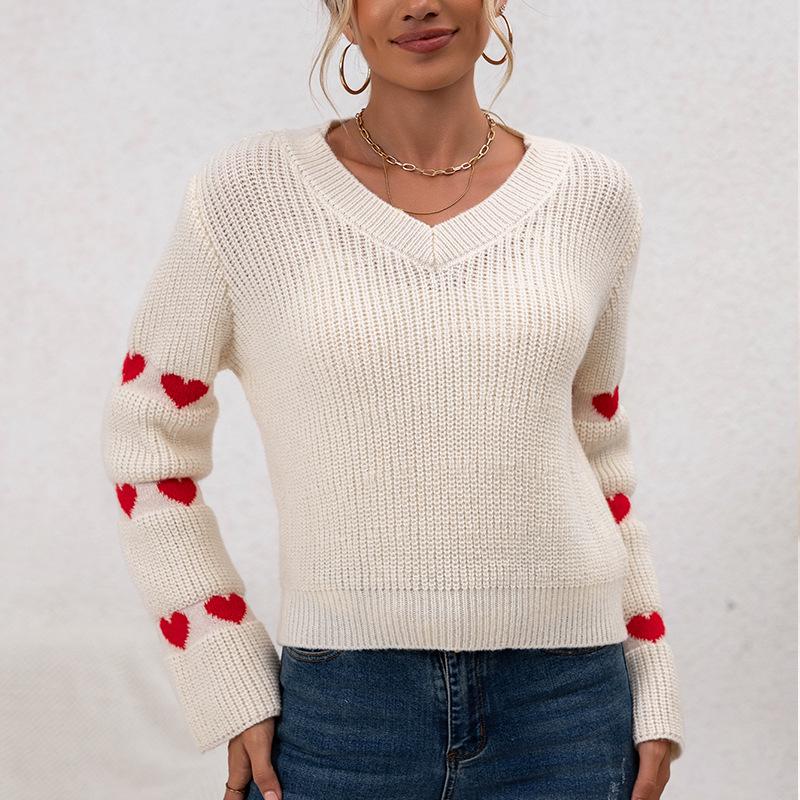 2025 Autumn/Winter Women's Chic Heart-Sleeve V-Neck Knitwear