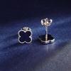 7MM Four Leaf Clover Earring Lapis Lazuli 925 Sterling Silver Platinum Earrings
