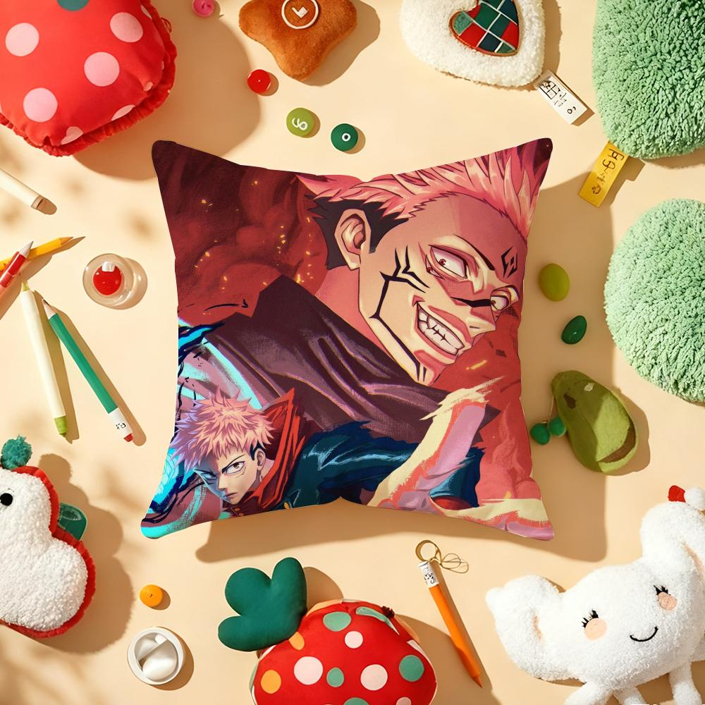 JJujutsu Kaisen Ryomen SukunaS Cushion Cover Plush Fabric Soft DoubleSided Printed Sofa Warm Winter Home Gift Pillow Cover