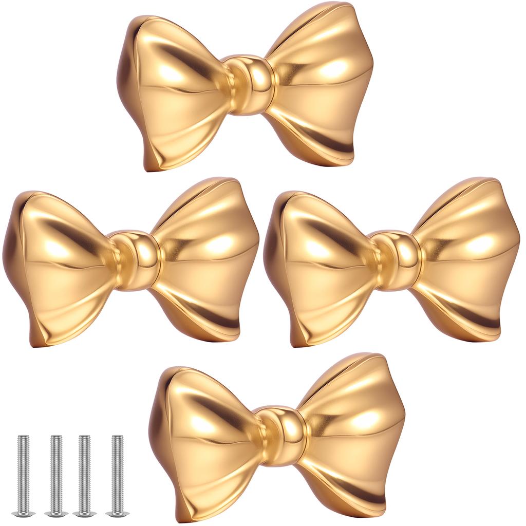 2/4/6Pcs Bow shaped drawer handle decoration Brass material is sturdy and durable Easy to install Wardrobe handle decoration