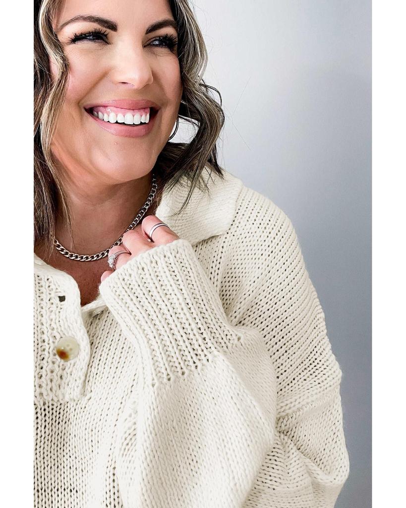 Azura Exchange Beige Plus Size Polo Sweater