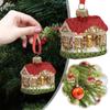 1pc Christmas House Tree Hanging Ornaments Glass Decorations for Home New Year Party Nativity Glass Christmas Toys