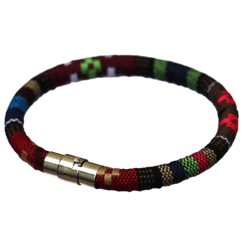 Браслет из нержавеющей стали с магнитной пряжкой, унисекс, в стиле бохо, плетеный хлопковый браслет-манжета ручной работы для мужчин и женщин, браслет на щиколотке для серфера, браслет, браслет