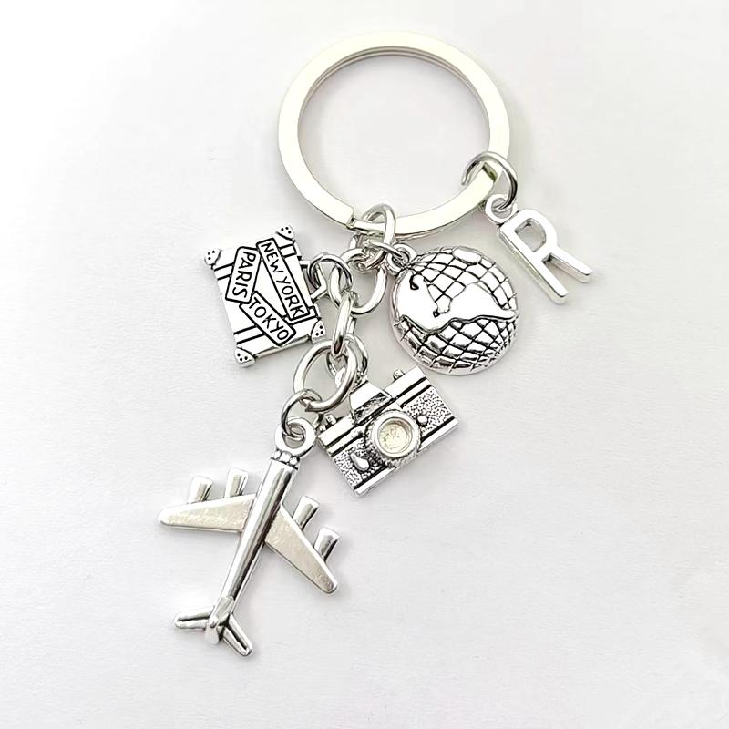 26 Букв Самолет Брелок Подвеска Самолет Брелок Земля Камера Шарм Брелок Лучшие Друзья Путешествия Ювелирные Изделия Подарки