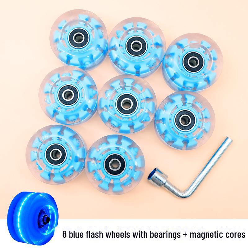 Luminous Double-Row Roller Skates with Colorful Wheels & PU Shock-Absorbing Outdoor Skates