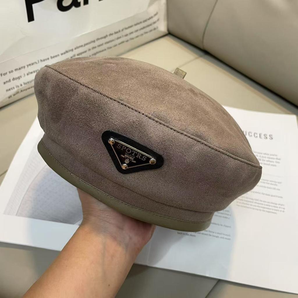 Осенне-зимний треугольный вельветовый восьмиугольный берет из искусственной замши, женский, японский, ретро, подходящий ко всему, подчеркивающий лицо, берет шляпа маленького художника