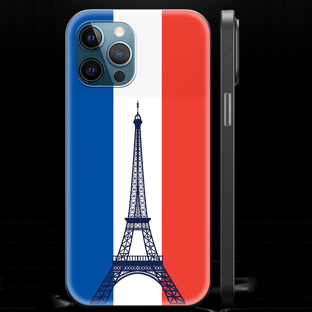 Роскошный чехол для телефона с эмблемой флага Франции для iPhone 13 15 14 12 11 Pro MAX XR X SE XS 7 8 Plus, мягкий силиконовый, черный матовый