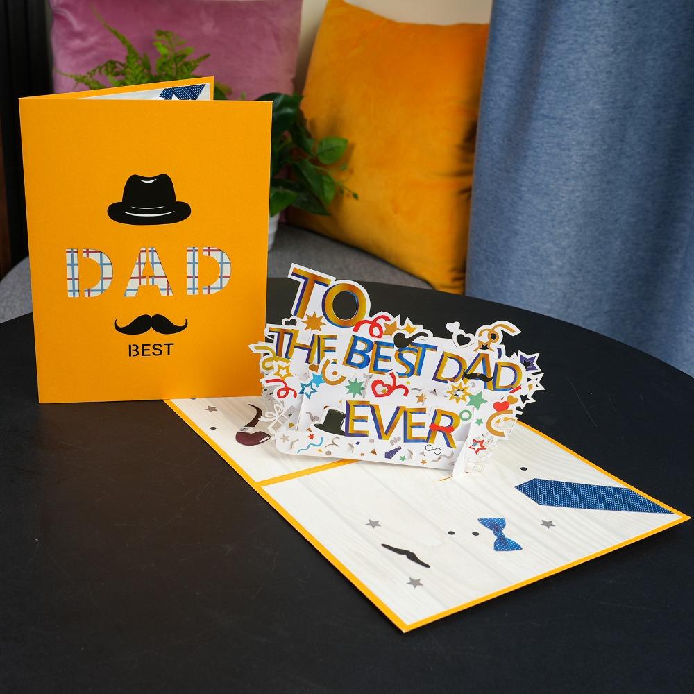 New For Dad Pop-Up 3D Stereo Greeting Card Handmade Gift Happy Fathers Day Card