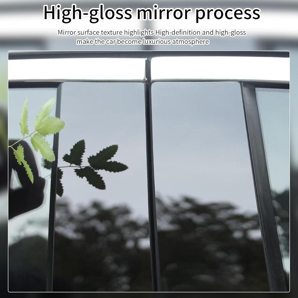 6 Pcs Side Door Window Cover Trim,Glossy Black Pillar Posts Decal Sticker For Civic Sedan 10Th Gen 2016‑