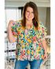 Azura Exchange Блузка с цветочным принтом и оборками на коротких рукавах