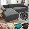 L Shaped Jacquard Sofa Cover For Living Room Elastic Thick Corn Fleece Couch Protector Solid Color Settee Covers 1 /2 /3 /4 Seaters
