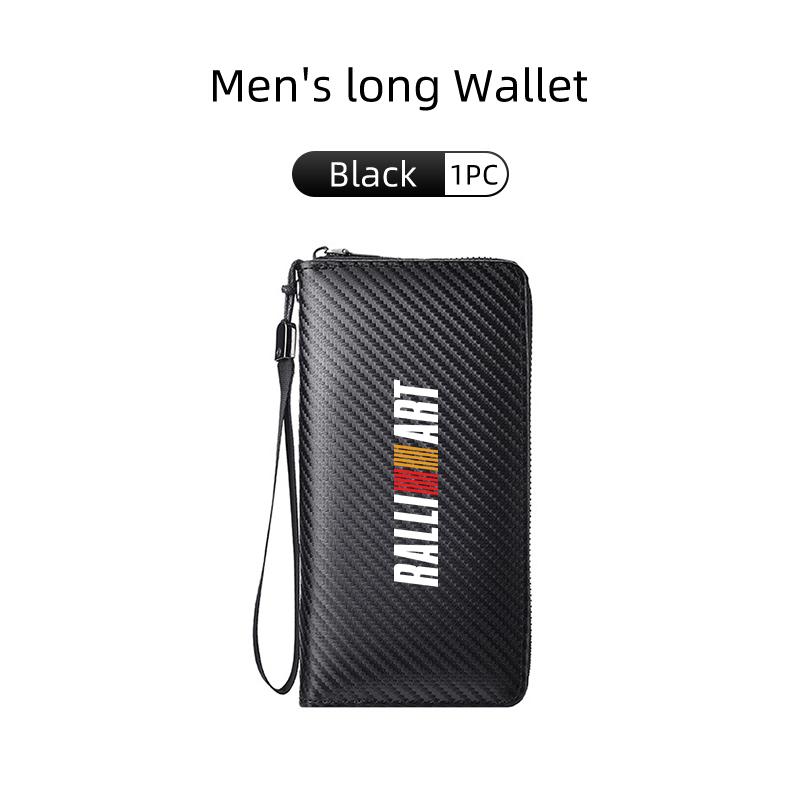 xkhr10 For Mitsubishi Men Business Long Wallet Carbon Fibre Coin Purse Key Holder Bank Card Bag Outlander Lancer Eclipse Mirage Xpander