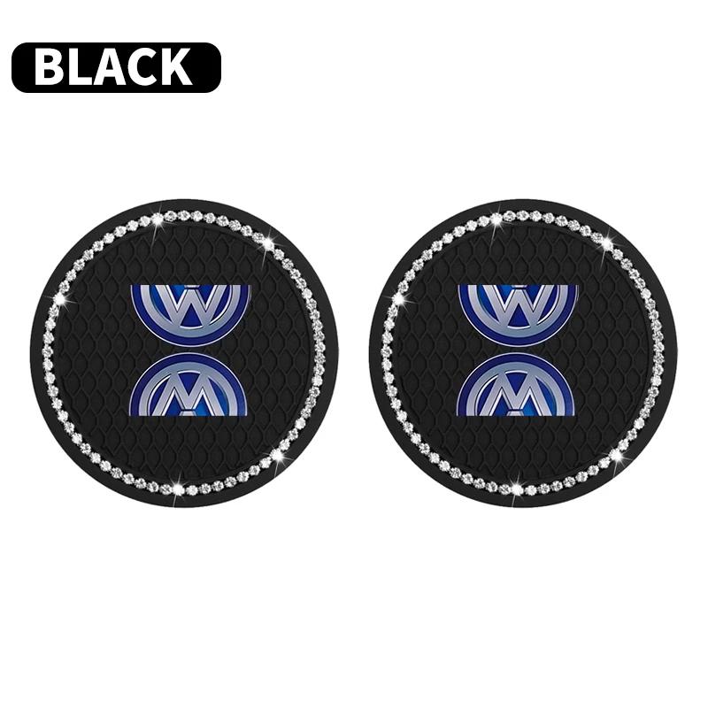 Car Stickers 2025 Hot For VW New Car Water Cup Pad Holders Non-slip Diamond Rhinestone Rubber Mat For Volkswagen CC R-Line GTI CWT1 QQ91