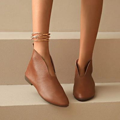 Модная высококачественная женская обувь 2024 года, женские римские сапоги с острым носком в стиле ретро, удобные ботинки челси с неглубоким носком, Botas De Mujer