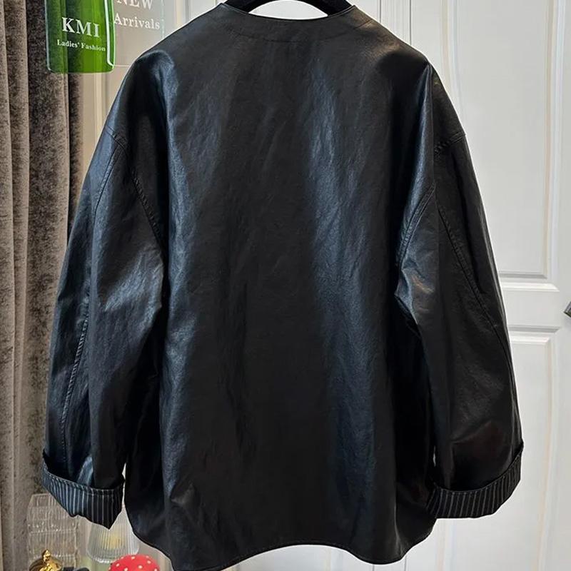 Пальто женское утолщенное плюшевое осенне-зимнее оверсайз свободное повседневное хлопковое кожаное