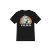 Rainbow Unicorn Print Round Neck Short Sleeve T-shirt Women Tops Black VN0008ZNBLK