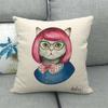 Cartoon Cat Pattern Series Super Soft Cotton and Linen Material Pillow Cover for Home Sofa Decoration Pillow Cover