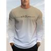 Fun Gradient Letter Printed Men's Long Sleeved T-shirt Casual Autumn Comfortable Pullover Fashionable Loose O-neck Top