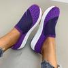 Rimocy Spring Autumn Flat Platform Shoes For Women Breathable Mesh Slip On Flats Woman Striped Knitted Casual Shoes Plus Size 43