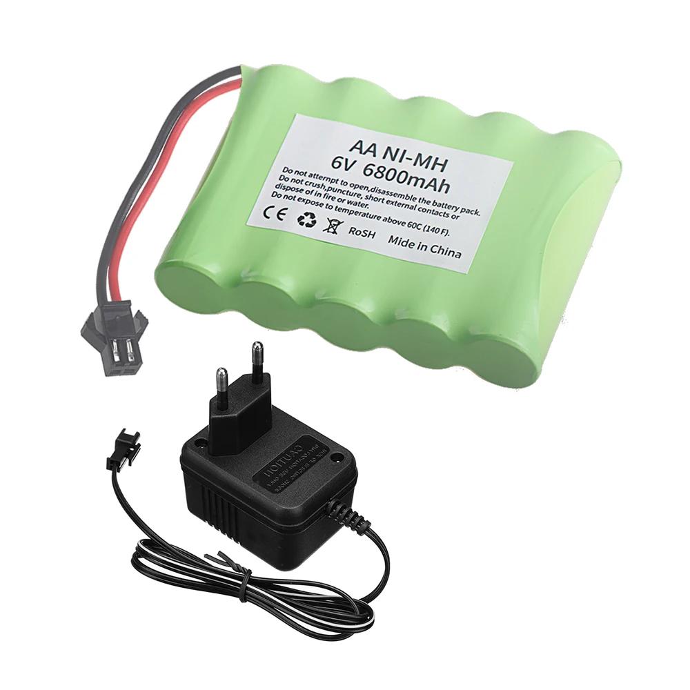 (SM PLUG) 6V 6800mAh NiMH Battery with USB Charger For Rc Toys Cars Tank Truck Robot Boats AA Ni-MH 6v Rechargeable Battery Pack