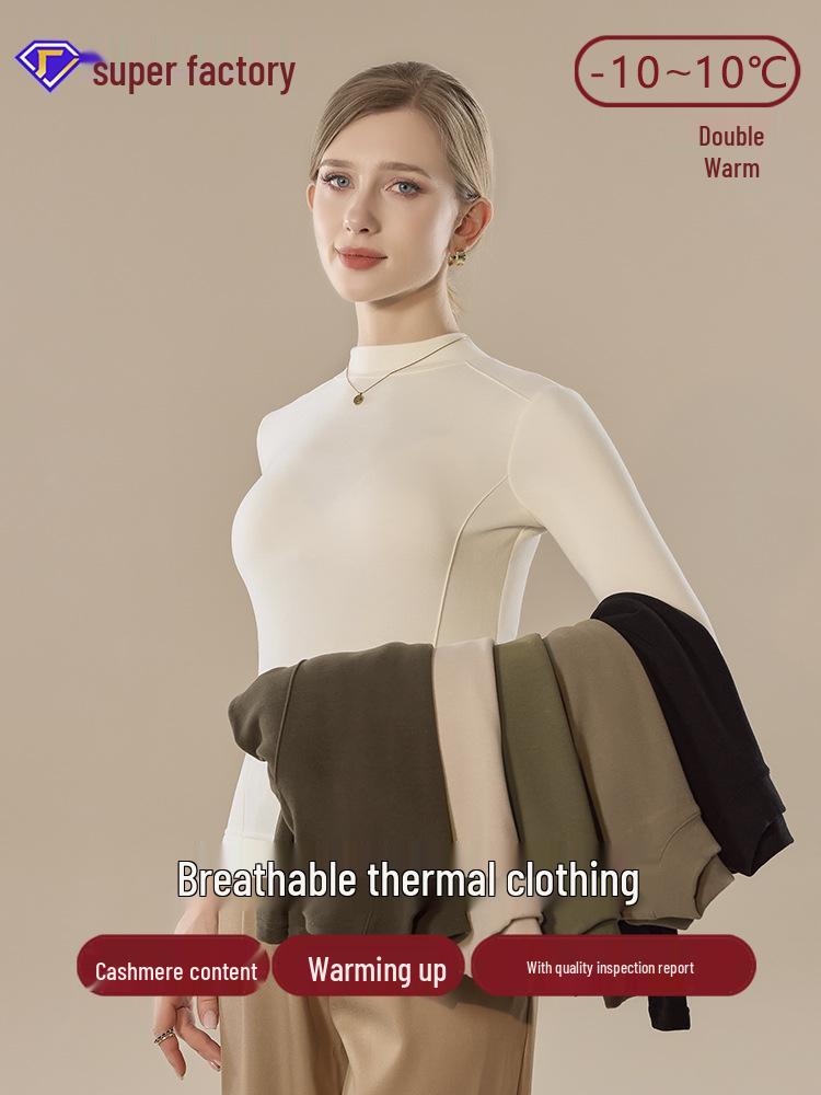 Slim-Fit Half-High Neck German Velvet Warm Mid-Neck Cashmere Knitwear Top