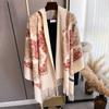 Winter Warm Cashmere Scarf for Women Floral Embroidery Pashmina Blanket Thick Shawl Wrap Neckerchief Elegant Lady Poncho Bufanda