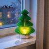 Battery Powered Tree Lamp Origami Christmas Night Light, 3D Printed Xmas Lamp, Decorative Operated Tabletop Light for Home Bedroom Holiday Party Room