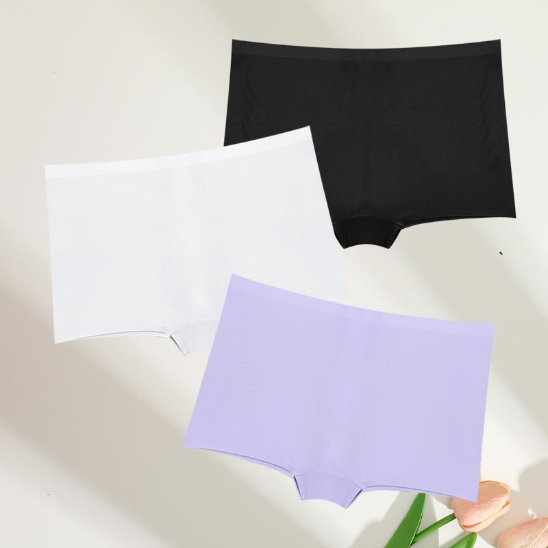 FINETOO 3pc Seamless Soft Boyshort Women's Panties Sexy Breathable Invisible Underwear Female Soild Comfortable Stretch Lingerie