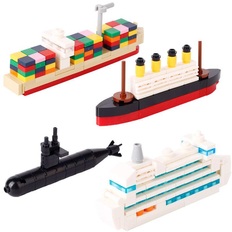 MOC Игрушки из кубиков Модель Сделай сам Детский Круизный лайнер Титаник Наборы строительных блоков Подводная лодка Грузовое судно Сборка Дети Детский Подарок