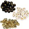 900 White/black/gold Alphabet Beads