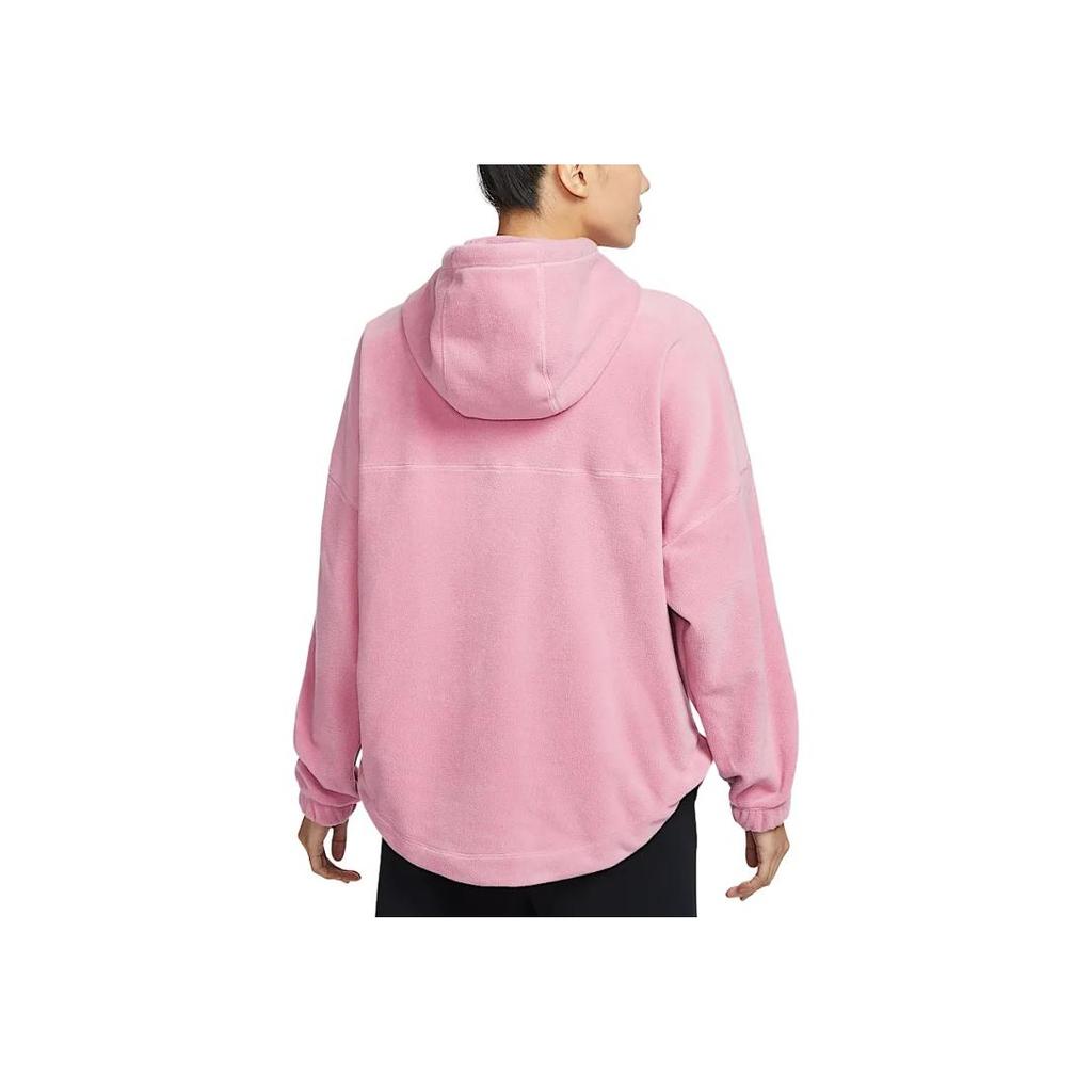 Nike Therma-Fit One FW24 свободный пуловер с капюшоном удобный свитшот с длинным рукавом женские толстовки Element-Pink White FV8077-699