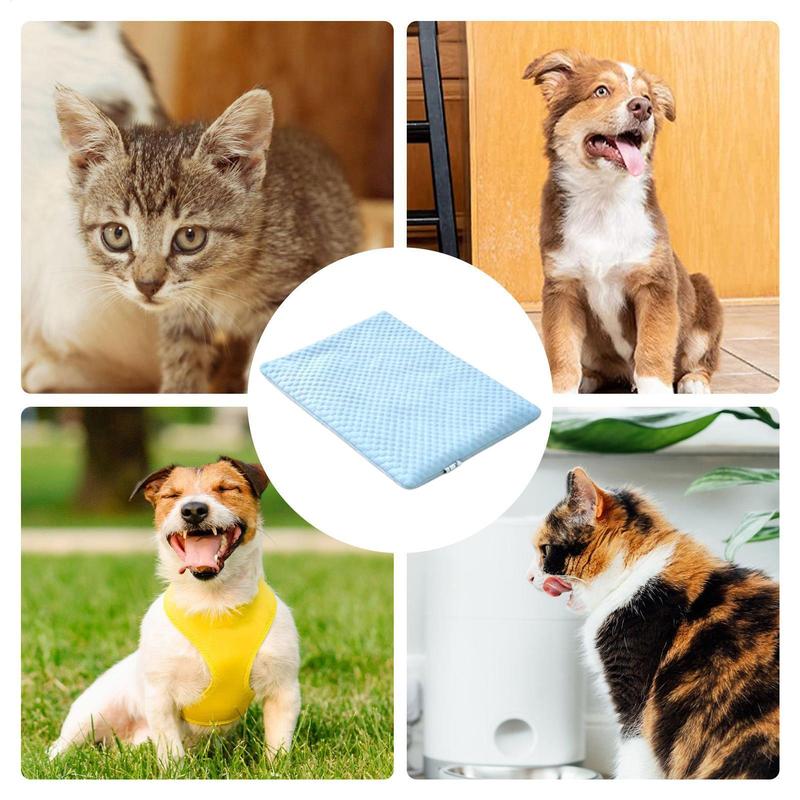 Pet Cooling Mat Washable Ice Silk Comfortable Cushion Cat Cooling Mat Bed Pad for Sleeping Resting Camping Travel Shelter