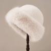 Warm Luxury Plush Hat Thicken Winter Fluffy Hats Fashion Faux Fur Bucket Hat  Girls