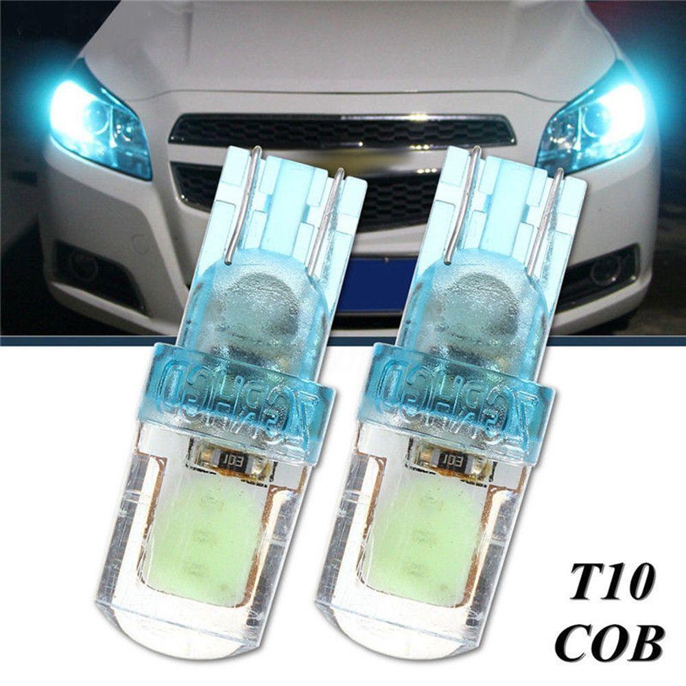 2Pcs T10 194 W5W Super Bright Lamp Silica COB LED Car License Plate Light Width Bulb Ice Blue DC 12V