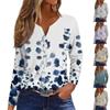 Жен. Футболка Футболка Пуговицы Цветочный принт Длинный рукав Повседневные Выходные Мода Классический Классический V-образный вырез Обычный Топ