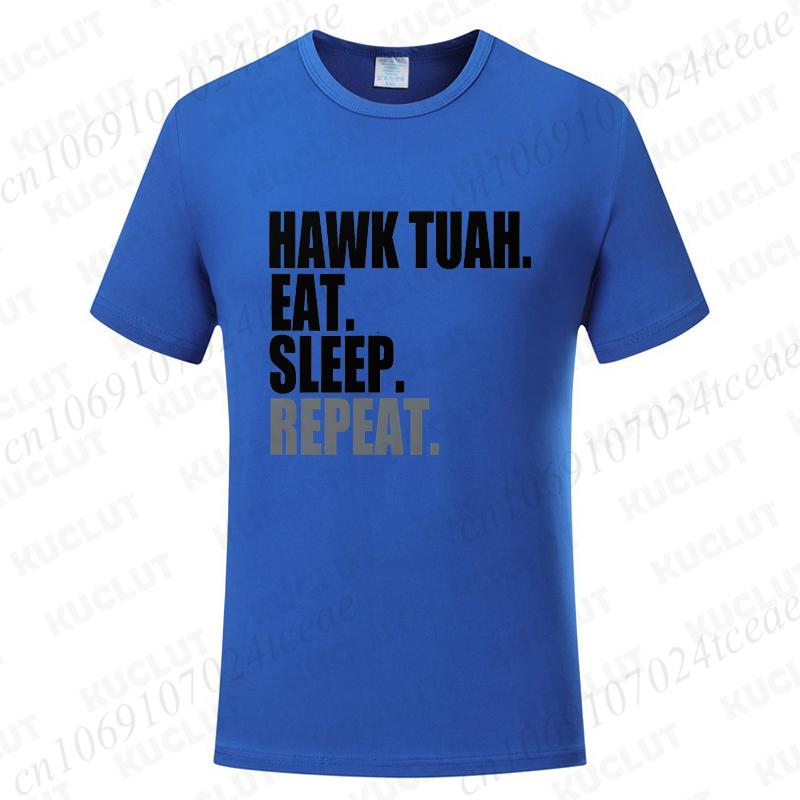 Футболка с мемом Hawk Tuah Eat Sleep Repeat, унисекс, мужская, женская, модная, повседневная, оверсайз, с коротким рукавом