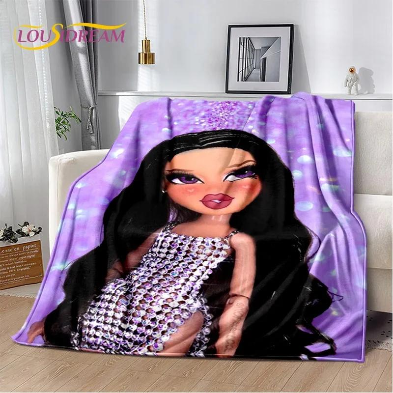 Cartoon Bratz doll Girls 3D Printed Soft Flannel Blanket for Beds Bedroom Sofa Picnic,Throw Blanket for Outdoor Leisure Nap Gift